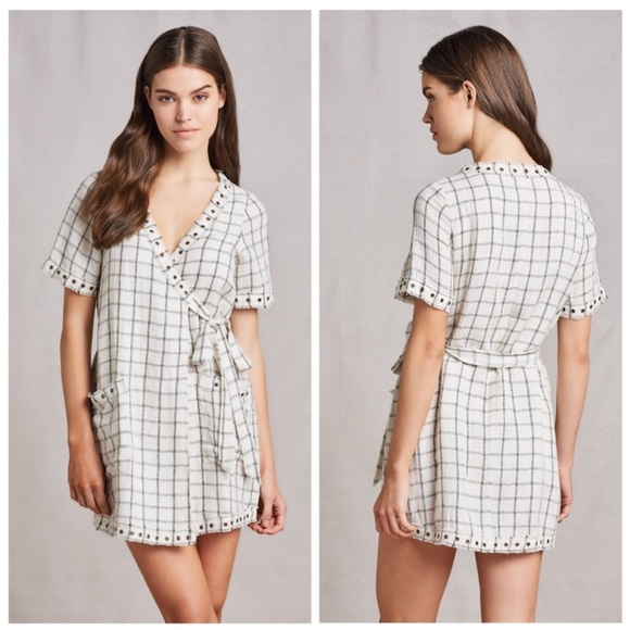 Gigi Hadid Blogger Favorite Tularosa Rocky Wrap Dress Grommets Linen Size Small - Picture 2 of 11